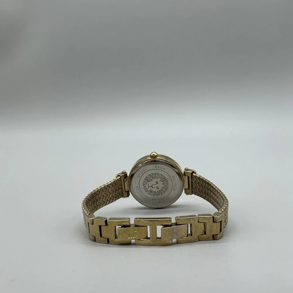Anne Klein AK/1906 Womens Watch 30mm White Dial Gold Tone Mesh New Battery 7.5